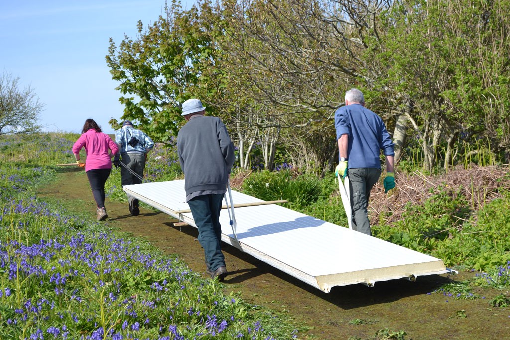 Roof panel being transported up to the Observatory building