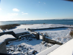 View from the top of the old lighthouse on Copeland Bird Observatory