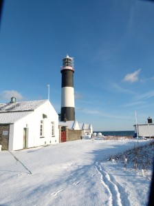 Mew LIghthouse in the snow